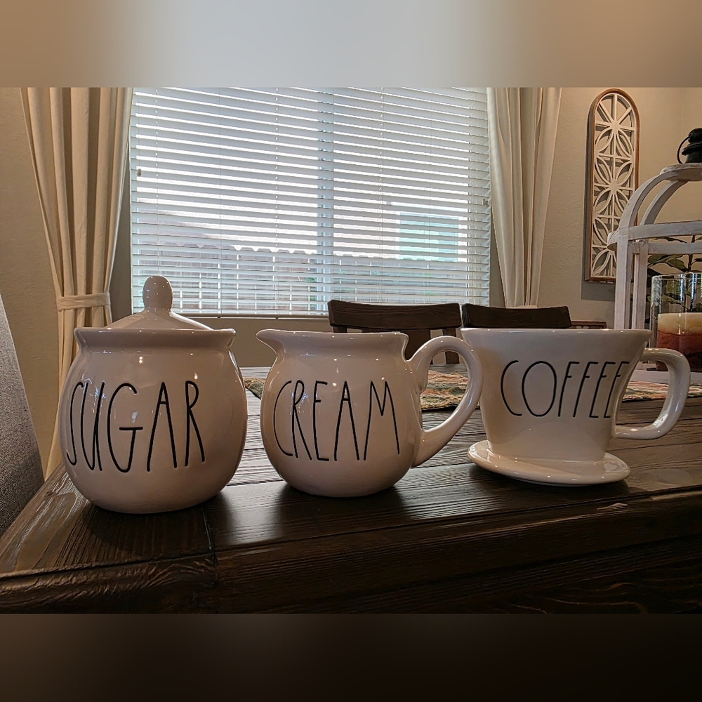 Rae Dunn Cream and White Sugar, Cream, and Coffee Set
